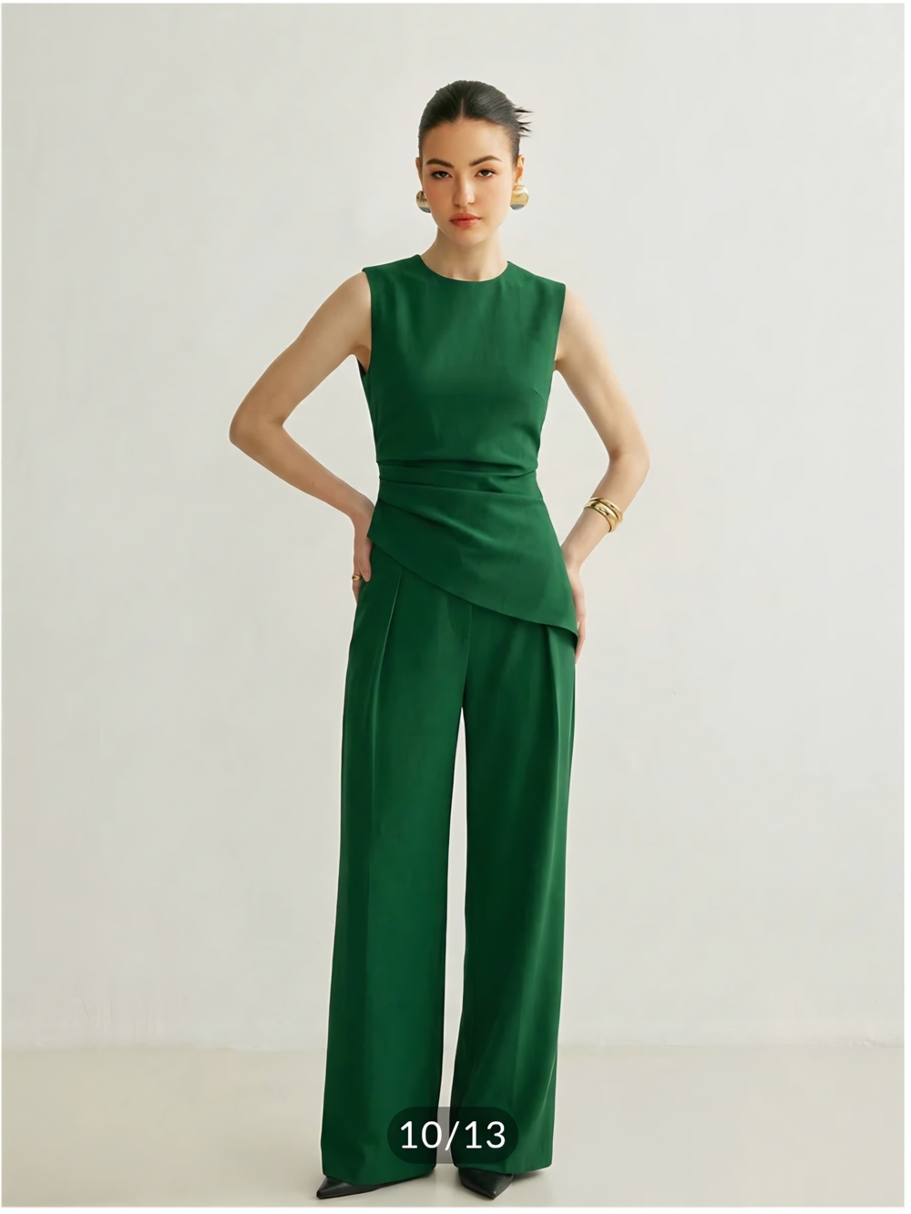 Commense Sleeveless Asymmetric Top & Pleated Pants Set
